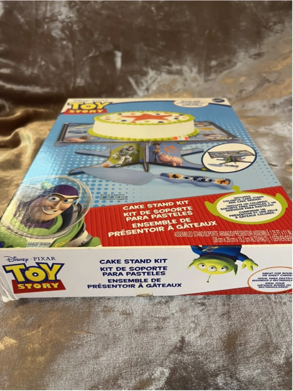 New Disney Toy Story Cake Stand Kit Kids Party Cakes Holder Plate Square Buzz